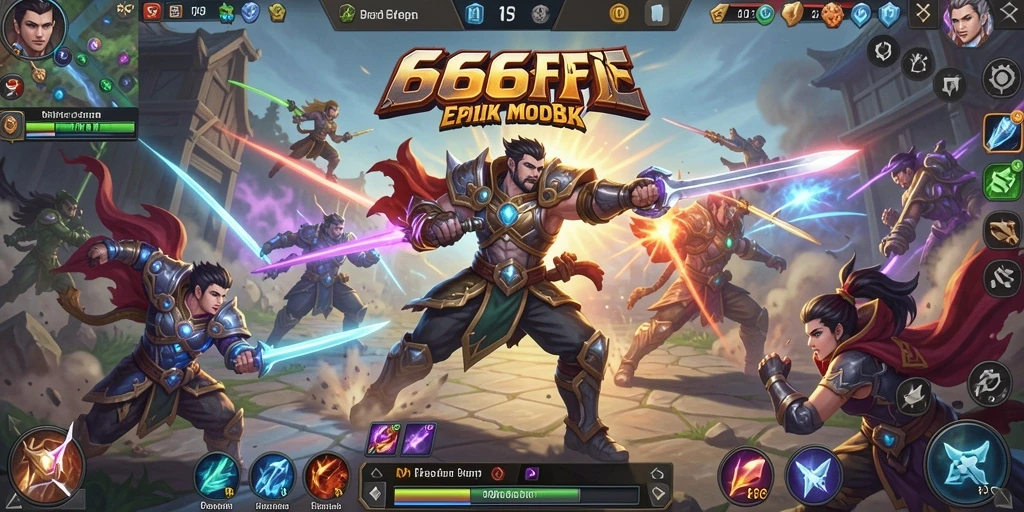 Gameplay MOBA yang mendebarkan dalam 666FF dengan pertempuran tim yang seru.