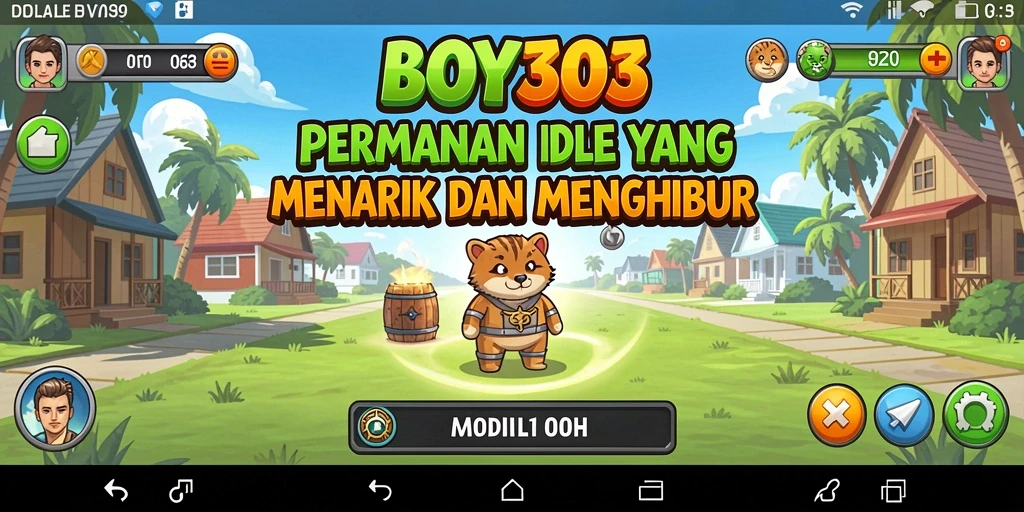 Tangkapan layar gameplay BOY303 yang menunjukkan karakter sedang berkembang.