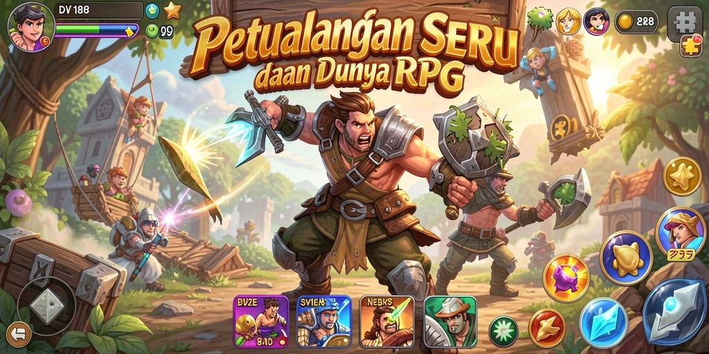 Tangkapan layar menunjukkan aksi intens dalam permainan RPG DV188.