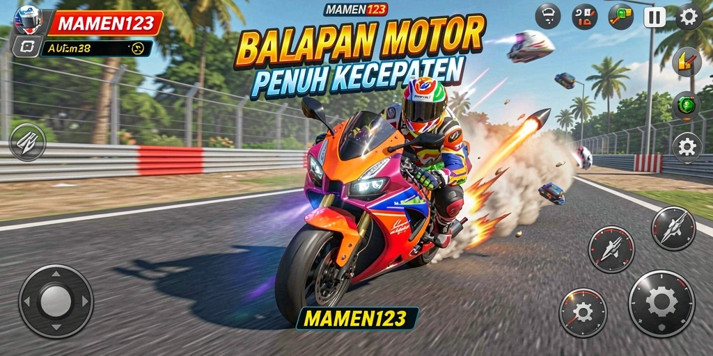 Gameplay seru balapan motor di MAMEN123.