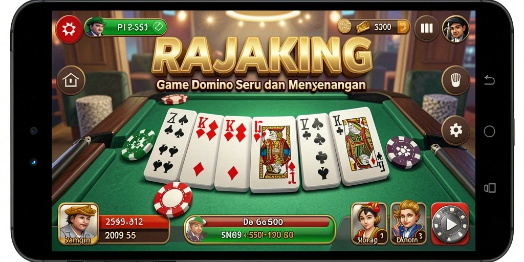 Gameplay seru RAJAKING dalam aksi permainan Domino.