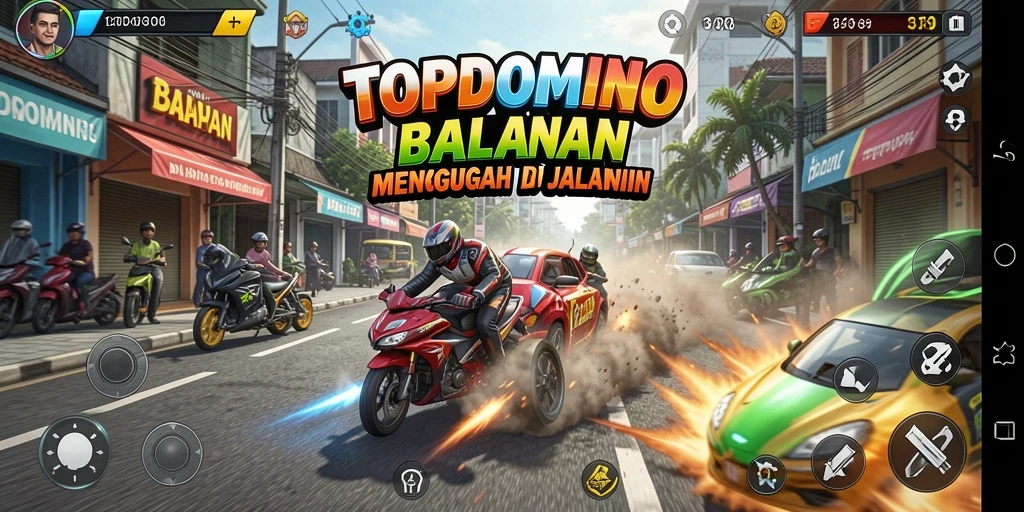 Screenshot gameplay TOPDOMINO yang menampilkan aksi balap seru.