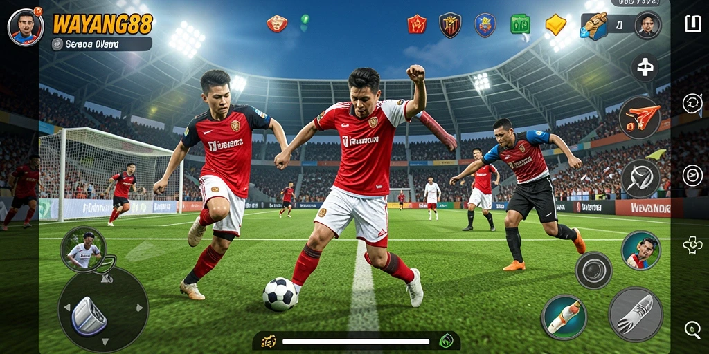 Screenshot utama dari WAYANG88 menunjukkan aksi seru dalam pertandingan olahraga.